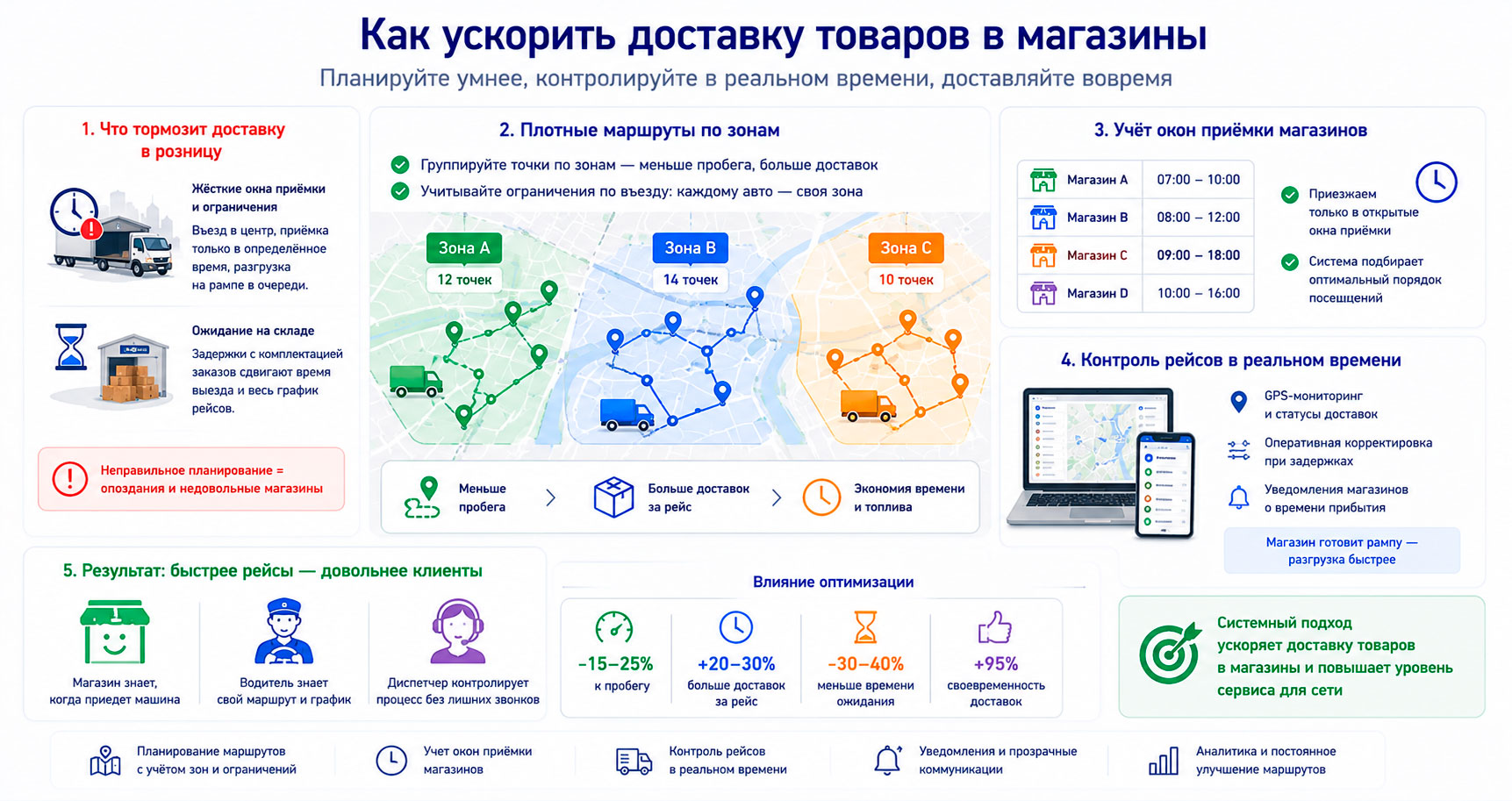 Как ускорить доставку товаров в магазины — зонирование и учёт окон